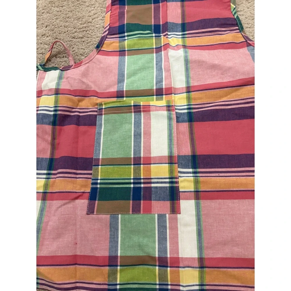 At Home With Waverly Fabrics Plaid Kitchen Apron with‎ Pocket Tie Waist